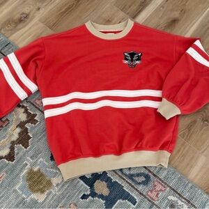 Pilcro Red and White anthropology M, oversized sweatshirt Sweater LIKE NEW $138